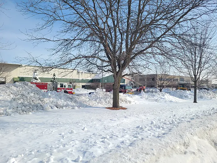 Green Bay Converting building with fire trucks out front