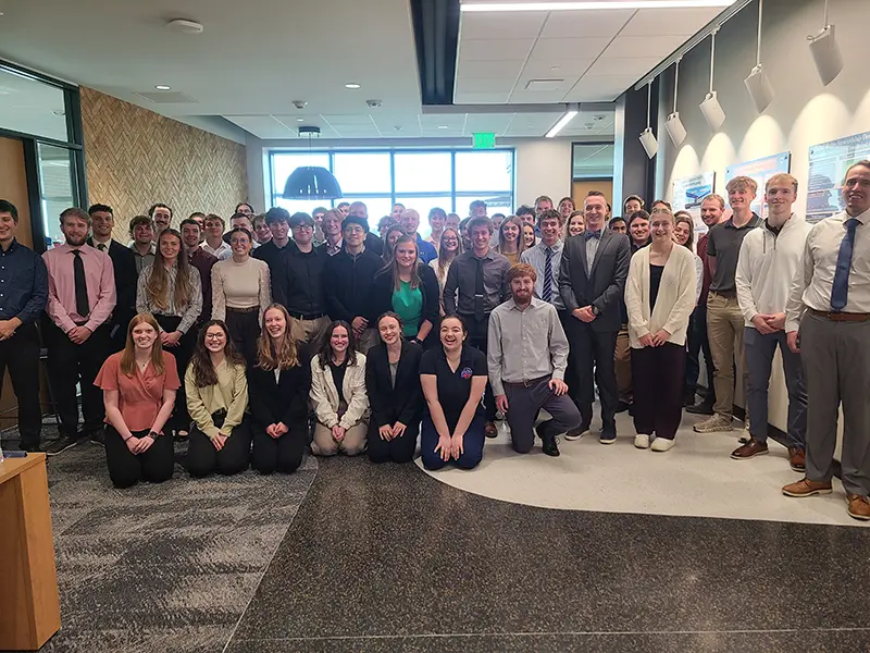 Large group of students from UW Platteville school of engineering